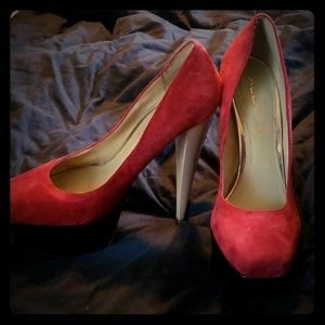 Aldo Red, Gold, and Black Platform....